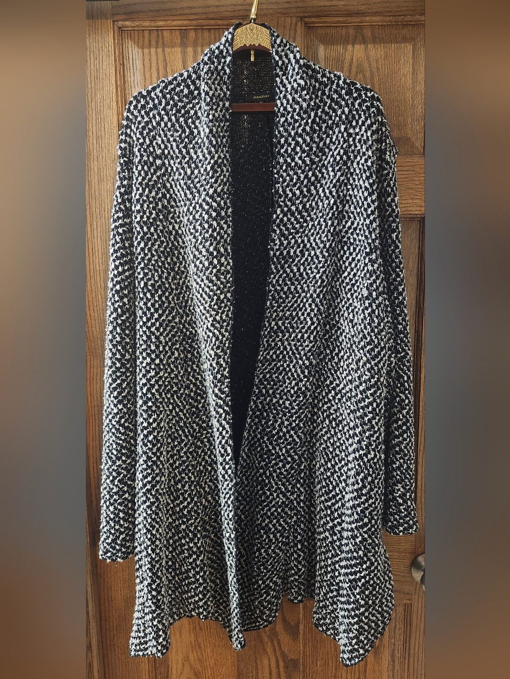 Radzoli Black & White Marled Open Front Cardigan